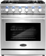Cosmo 30-inch 4.5 Cu. Ft. Stainless Steel Gas Range with 5 Sealed Burners and Convection Oven