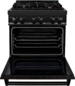ZLINE Legacy 30-inch 4.0 Cu. Ft. Dual Fuel Range with Brass Burners, Black Stainless Steel (RAB-BR-30) - Image 5